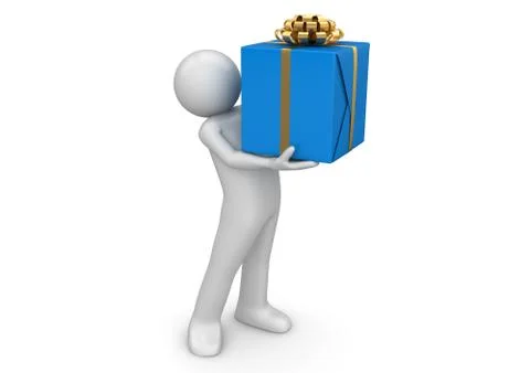 Here is your present (3d characters isolated on white background series) Illustrazione stock