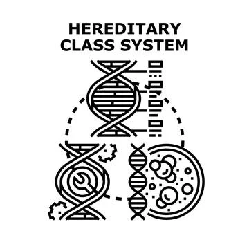 Hereditary class system transmitting social status via genetics Stock Illustration