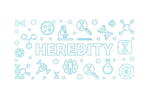 Heredity blue vector horizontal banner in outline style 스톡 일러스트