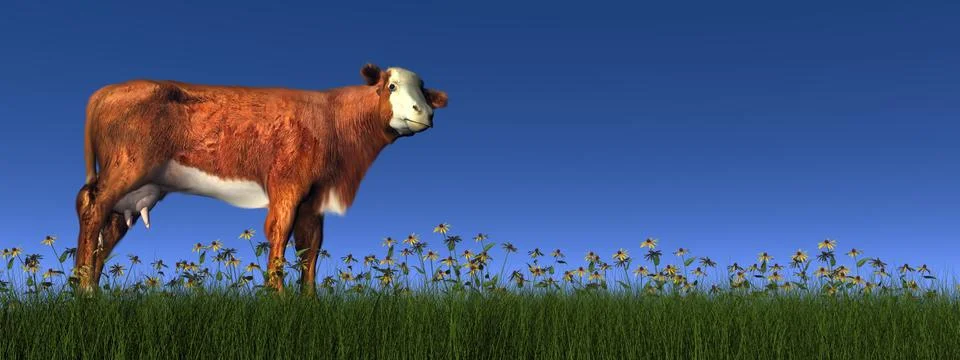 Hereford cow - 3D render Stock Illustration
