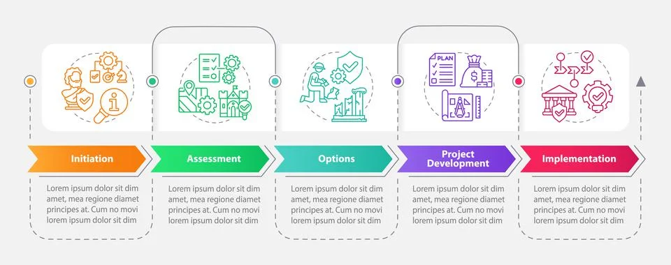 Heritage conservation process rectangle infographic template Stock Illustration