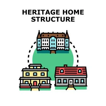 Heritage home structure historical building architecture concept Stock Illustration