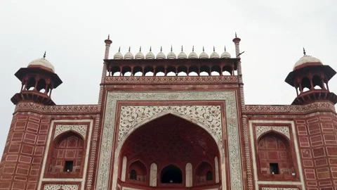 Heritage Monument Showcasing Mughal Era Red Sandstone and Marble Craftsmanshi Stock Footage 337524166
