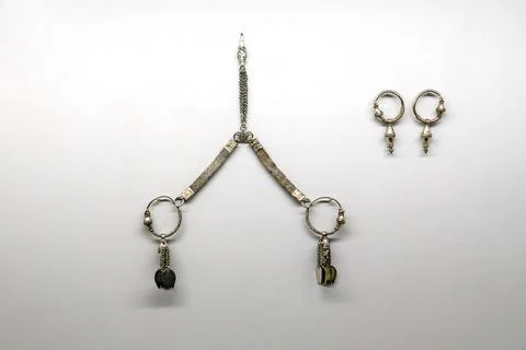 Heritage of past generations concept with ancient valuable silver metalwork.. Stock Photos