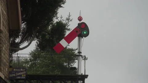 A Heritage Railway British Lower Quadrant Semaphore Signal In Operation Stock Footage 239455901