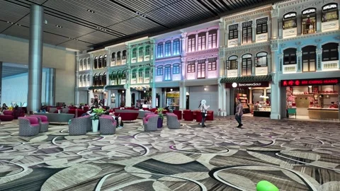 Heritage Zone inside the departure transit lounge of Singapore Changi Airport 库存影片 335328539