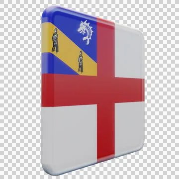 Herm 3d illustration flag on pole. Wood flagpole Stockillustratie