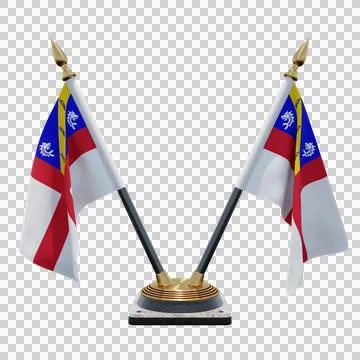 Herm 3d illustration flag on pole. Wood flagpole Stock Illustration