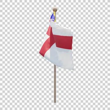 Herm 3d illustration flag on pole. Wood flagpole Illustrazione stock