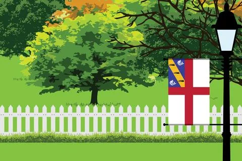 Herm Day Trees Lamp Vector Illustration Stock Illustration