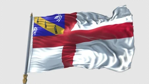 Herm Flag on a flagpole Waving on Transparent Alpha Background Stockbeeldmateriaal 292123609