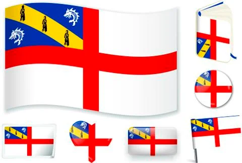 Herm flag vector illustration in different shapes. Stock Illustration