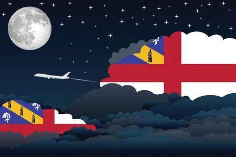 Herm Night Clouds Airplane Vector Illustration Stock Illustration