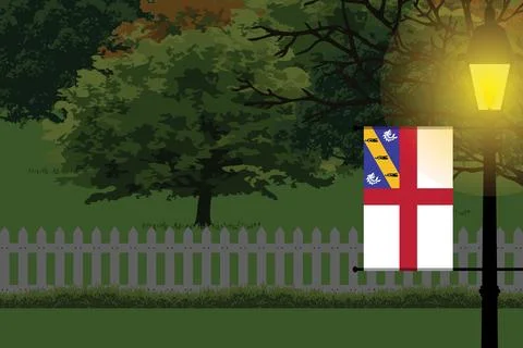 Herm Night Trees Lamp Vector Illustration Stock Illustration