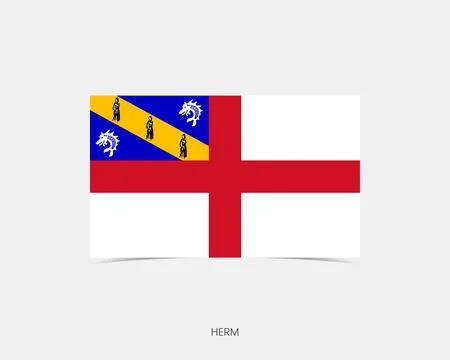 Herm Rectangle flag icon with shadow. Stock Illustration