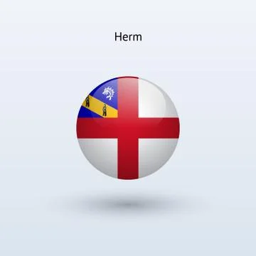 Herm round flag. Vector illustration. Stock-Illustration