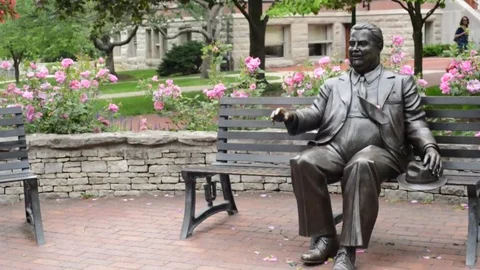 Herman B. Wells Statue Stock Footage 75038081