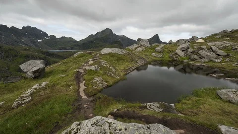 Hermannsdalstinden in the clouds Stock Footage 86533352