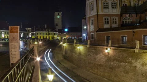 Hermannstadt Kleiner Ring time Lapse tourist sign HD Stock Footage 34304465