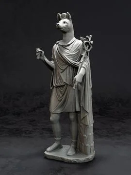 Hermanubis marble statue on dark gray background Illustration