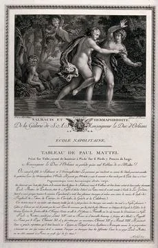 Hermaphroditus in the pool of the spring-nymph Salmacis, who has asked the .. Illustrazione stock