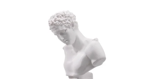 Hermes Marble Statue Rotating on White Background Stock Footage 116698606