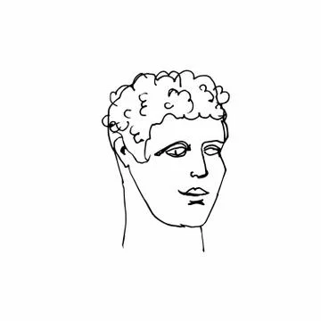 Hermes vector marble head. Work of art of ancient Greece era. Stock Illustration