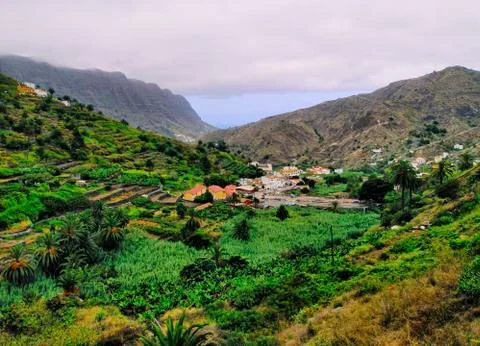 Hermigua on gomera Stock Photos