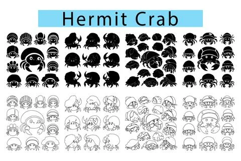 Hermit Crab outline vector image, Hermit Crab silhouette vector イラスト素材
