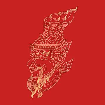 Hermit facing side line stroke tattoo Stock Illustration
