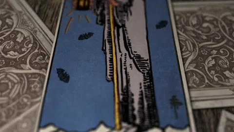 The Hermit Tarot Card As Spooky Ghost Character In Magical Divination Ritual Video stock 164890205