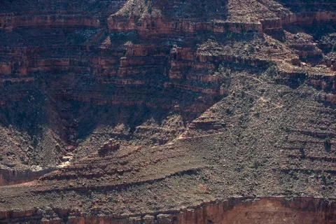 Hermit Trail Zig Zags Down The Steep Walls Of The Grand Canyon 스톡 사진