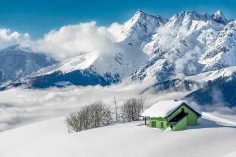 Hermitage isolated in the snow 库存照片