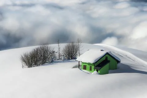 Hermitage isolated in the snow 库存照片