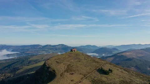 Hermitage in Kolitza mount in Balmaseda drone view 2 - graded Stock Footage 105897846