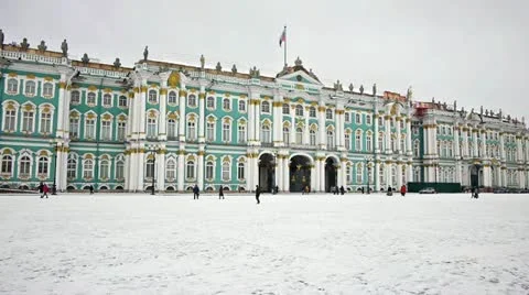 Hermitage museum on Dvortsovaya square, St. Petersburg, Russia Video stock 21928491