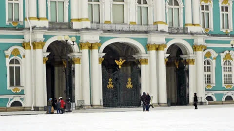 Hermitage museum on Dvortsovaya square, St. Petersburg, Russia Stock Footage 22564195
