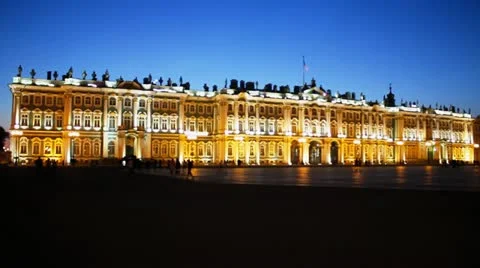HERMITAGE AT NIGHT Stock Footage 12466805