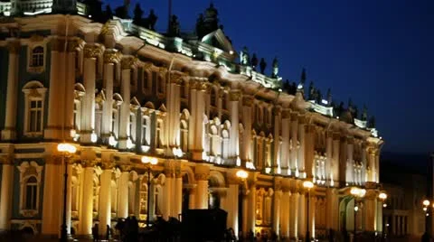 HERMITAGE AT NIGHT Stock Footage 12467040