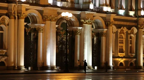 The Hermitage night Stock Footage 49488088