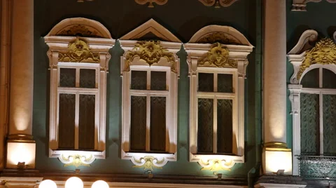 The Hermitage in the night Stock Footage 49488107