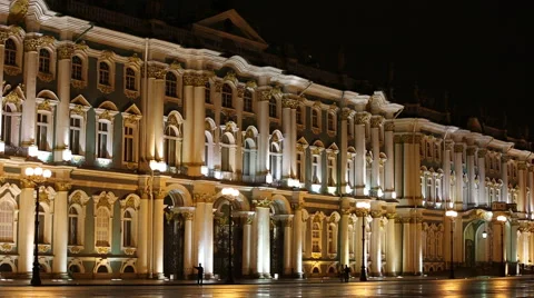 The Hermitage night Stock Footage 49488214