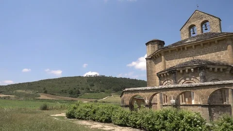 The hermitage of Santa Maria de Eunate on the road to Santiago Video stock 92723467