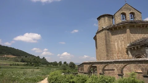 The hermitage of Santa Maria de Eunate on the road to Santiago Video stock 92747201