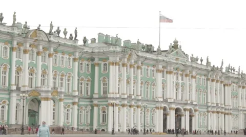 Hermitage Winter Palace, Palace Square, St. Petersburg Stock Footage