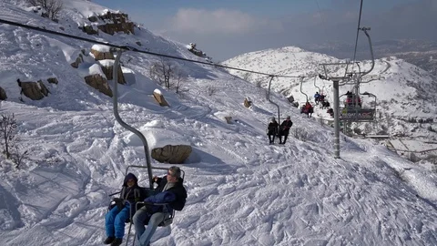 Hermon Mountain Ski Resort אתר הסקי של הר החרמון 库存影片 85565784