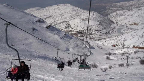 Hermon Mountain Ski Resort אתר הסקי של הר החרמון 库存影片 85565787
