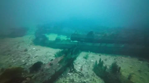 Hermosa Beach Artificial Reef, showing pier pilings. Filmed in Southern Stock Footage 346905949