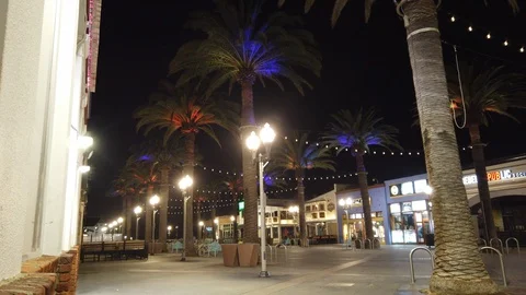 Hermosa Beach Pier Empty Night Stock Footage 129395587