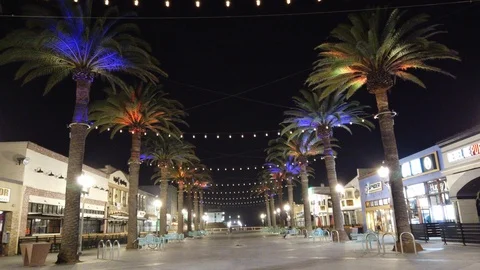 Hermosa Beach Pier - Empty Night Stock Footage 129400109